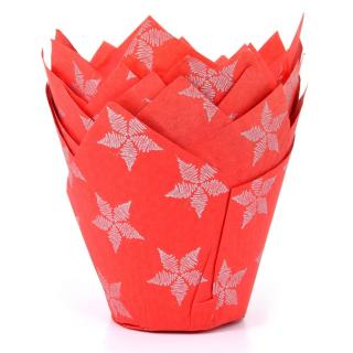 Karácsonyi muffin papír kosárkák tulipán - csillagok 36 db