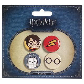 Kitűző készlet Harry Potter - Chibi (Harry, Hedwig) 4 db