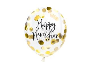Latex lufi szett konfettivel - Happy New Year 3 db