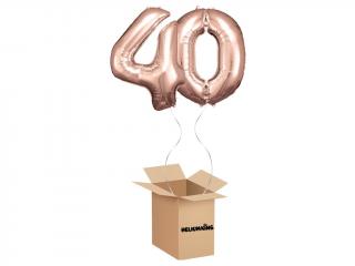 Lufi box - 40 -es születésnapi szám rózsaszín -arany 86 cm