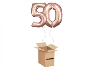 Lufi box - 50 -es születésnapi szám rózsaszín -arany 86 cm