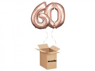 Lufi box - 60 -as születésnapi szám rózsaszín -arany 86 cm