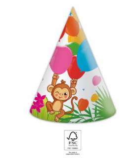 Minőségi komposztálható Party csákók Jungle Balloons 6 drb