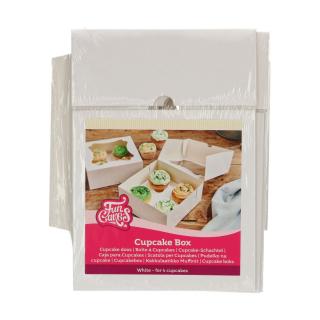 Muffin és cupcake tartó doboz - Fehér 4 nyílás 3 db