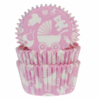 Muffin papír kosárkák  Baby Shower - rózsaszín 50 db