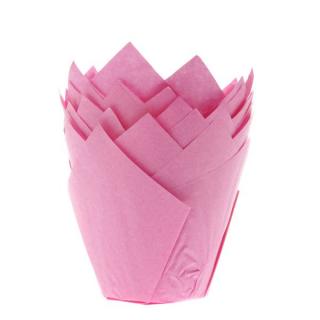 Muffin papír kosárkák - rózsaszín tulipán tulipán 36 ks