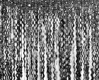 Parti függöny - Metál fekete, csillagokkal 100 x 200 cm
