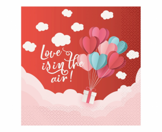 Szalvéták - Love Is In The Air piros 33 x 33 cm 20 drb