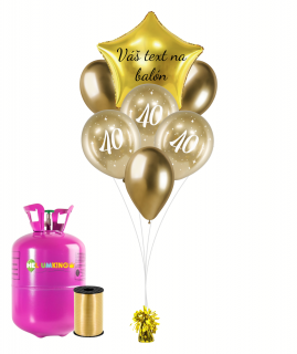 Személyre szabott hélium parti szett arany - 40. születésnap 13 db