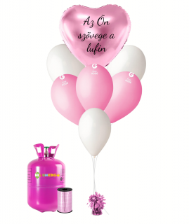 Személyre szabott hélium parti szett - Rózsaszín szív 31 db