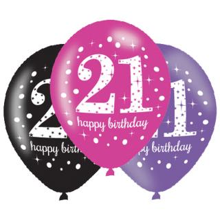 Születésnapi számos lufi 21 - rózsaszín party 6 db