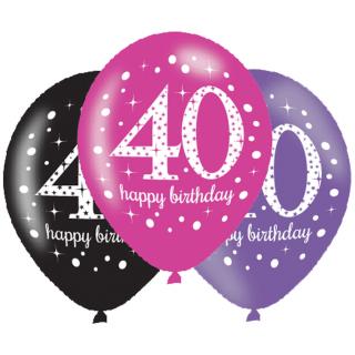 Születésnapi számos lufi 40 - rózsaszín party 6 db