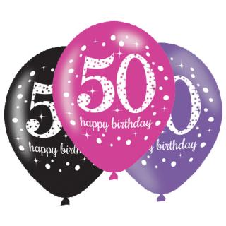 Születésnapi számos lufi 50 - rózsaszín party 6 db