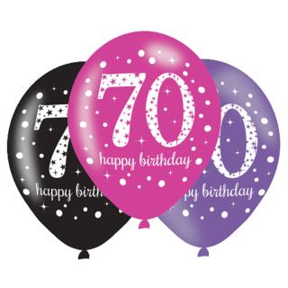 Születésnapi számos lufi 70 - rózsaszín party 6 db