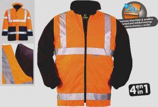 4 az 1-ben FLUO PE munkavédelmi kabátOK narancs/sötétkék 70560-64 es