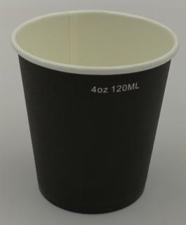 1000db-Fekete 4oz-120/100ml-es papír pohár + Műanyag tető 63mm fekete