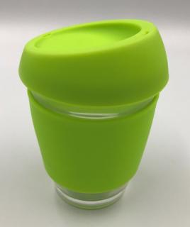 Borosilicate üveg pohár szilikon tetővel 350ml-zöld