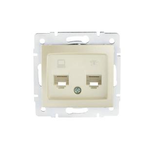 Kanlux DOMO Adatcsatlakozó aljzat (RJ45 Cat 5e+RJ11) gyöngyház