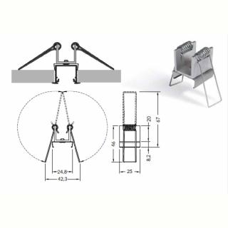 Topmet LED profil "U7" LINEA-IN20 SPRING gipszkarton rögzítő