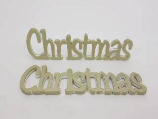 Christmas felirat metál zöldarany 15cm 2db/csomag