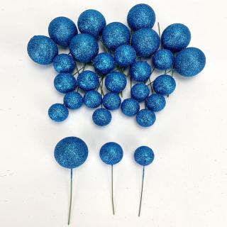 Csillámos gömb pick kék 30db/cs