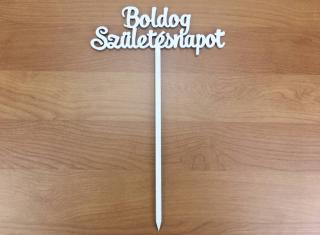 Fa - Beszúrós  "Boldog születésnapot" felirat fehér 15cm