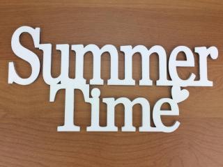 Fa - "Summer Time" felirat koszorúra fehér 10x20cm