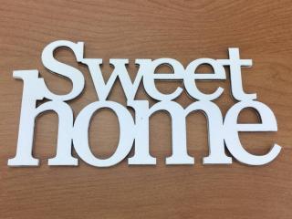 Fa - "Sweet Home" felirat koszorúra 7x14cm fehér