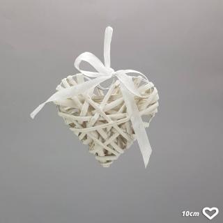 Fehér vessző szív fém vázon 10cm