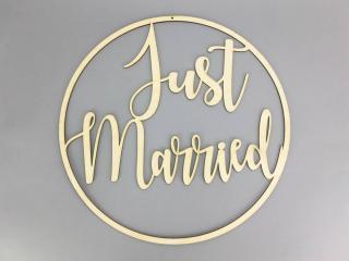Natúr fa - "Just Married" felirat keretben  40cm