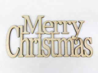 Natúr fa - "Merry Christmas" felirat koszorúra 20cm