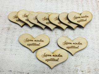 Natúr fa - "Szívem minden szeretetével" szív 10db/csomag