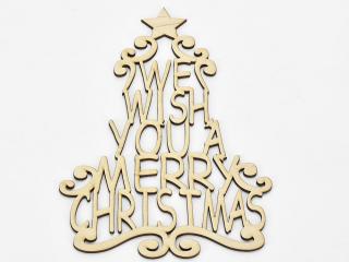 Natúr fa - "We wish you a ..." karácsonyfa koszorúra 24cm