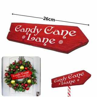 Nyomtatott dekorkarton - Candy Cane Lane útjelző 26cm