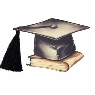 Nyomtatott fa tábla - Diplomaosztó kalap fekete bojttal 11,8cm