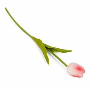 Szálas polifoam tulipán cirmos rózsaszín 32cm