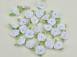 Szatén rózsafejek fehér 25db/csomag