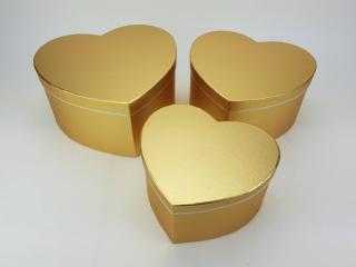 Szív alakú doboz - metálarany 3db/szett