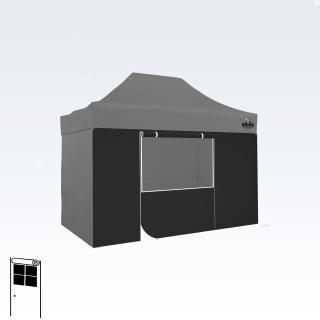 Oldalfal a sátorhoz ajtóval  5 év jótállás Méret: 3m sátorhoz 2x3m és 3x3m, Szín: Fekete