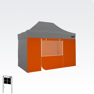 Oldalfal a sátorhoz ajtóval  5 év jótállás Méret: 3m sátorhoz 2x3m és 3x3m, Szín: Narancssárga