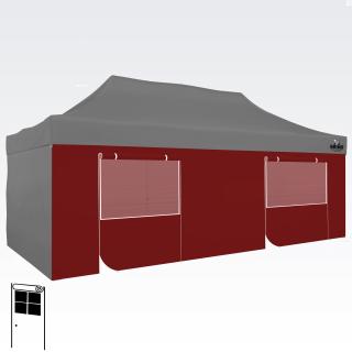 Oldalfal a sátorhoz ajtóval  5 év jótállás Méret: 6m sátorhoz 4x6m, Szín: Piros