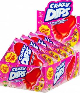 Chupa Chups Crazy Dips Strawberry nyalóka 14g karton 24 db