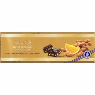 Lindt Gold Bar Premium svájci étcsokoládé mandulával és naranccsal 300g