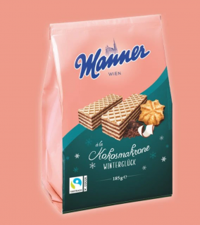 Manner ropogós ostya Winterwaffel Kokosmakrone 185g