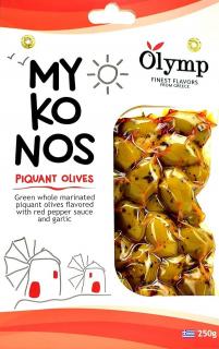 Olymp fűszeres zöld olajbogyó chili paprikával és fokhagymával, vákuumcsomagolt 250 g