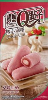 Qmochi Roll japán sütemény epres-tejes ízzel 150 g