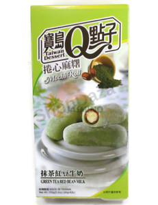 Qmochi tekercs japán sütemény zöld tea és vörös bab 150g
