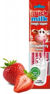 Quick Milk Magic szívószál tejes eper ízhez 30 g