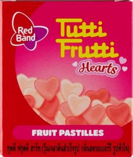 Red Band Tutti Frutti Hearts zselés pasztilla gyümölcsízzel 15g