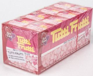 Red Band Tutti Frutti Hearts zselés pasztilla gyümölcsízzel 48/15g
